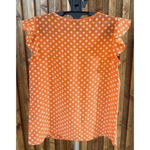 J. Crew Orange and White Polka Dot Blouse